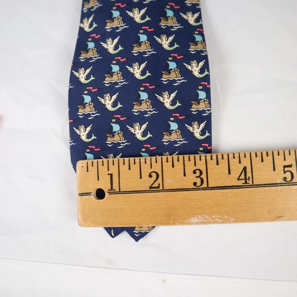Hermès‎ Silk Tie Navy Winged Mythological Creatures Chimera Novelty France 7530